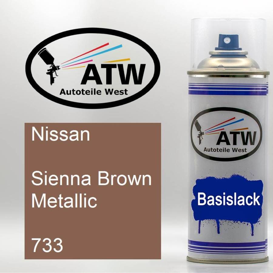 Nissan, Sienna Brown Metallic, 733: 400ml Sprühdose, von ATW Autoteile West.
